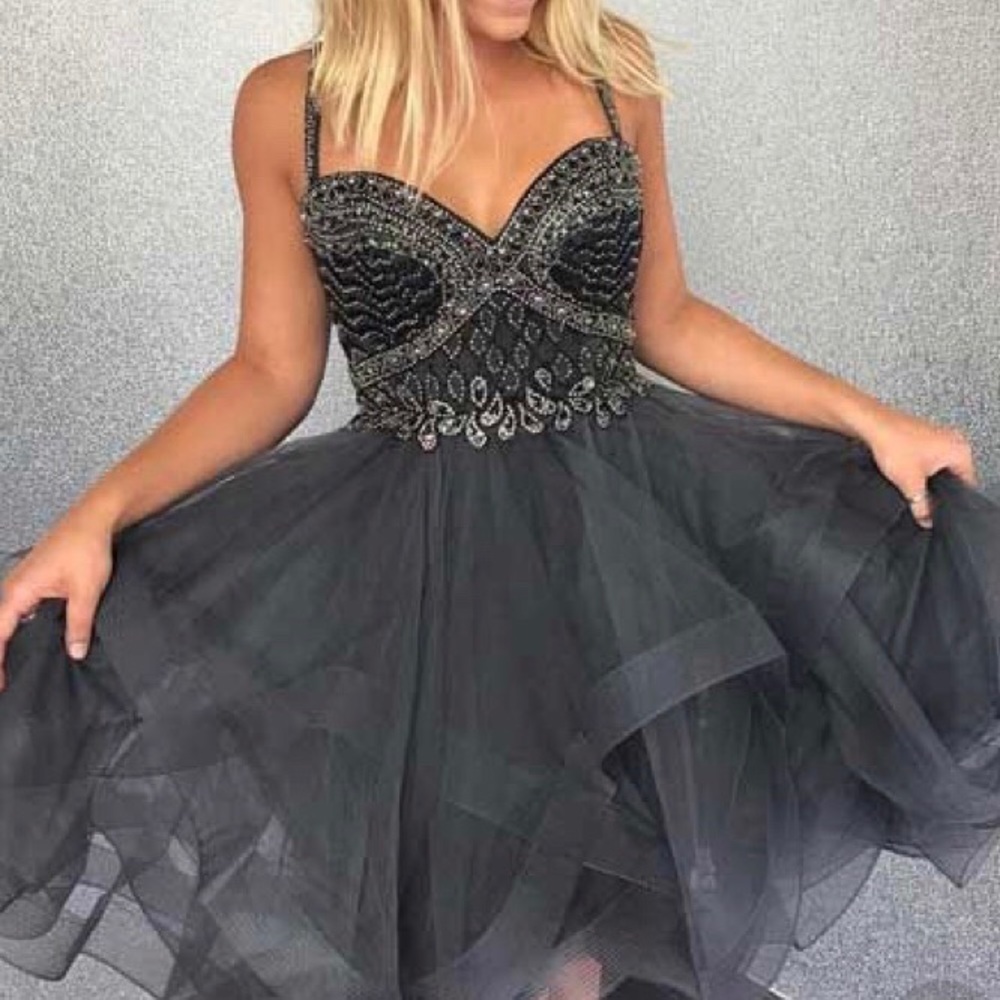 Short Grey Sweetheart A-Line Prom Dress